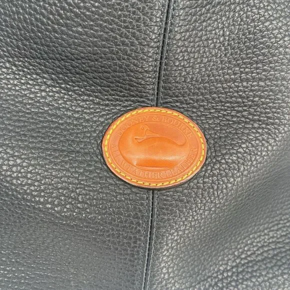 Dooney And Bourke Hobo Bag Pebbled Leather Black And Tan Shoulder Bag - Picture 3 of 16